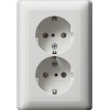 078327 Розетка двойная с заземляющими контактами в комплекте с рамкой белый матовый Белый Gira