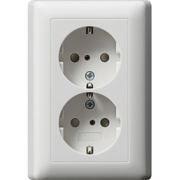 078327 Розетка двойная с заземляющими контактами в комплекте с рамкой белый матовый Белый Gira