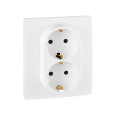 672223 Розетка 2 x 2К+З - немецкий стандарт - 16 А - 250 В~ - Etika - белый Legrand 672223 Розетка 2 x 2К+З - немецкий стандарт - 16 А - 250 В~ - Etika - белый Legrand