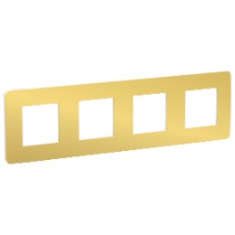 NU280859 Рамка Unica Studio Metal Золото / Белый 4-постовая Schneider Electric