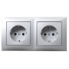 47209939 Штепсельная розетка SCHUKO, 2-местная с рамкой цвет: алюминий, матовый S.1 Berker