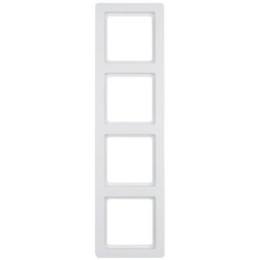 10146089 Рамка Q.1 Полярная белизна с эффектом бархата 4-постовая вертикальная Berker