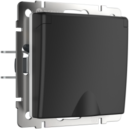 WL08-SKGSC-01-IP44 Розетка влагозащ. с зазем. с защит. крышкой и шторками  (черный матовый) Antik Werkel a029865