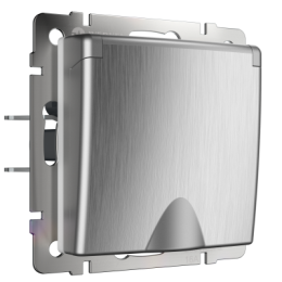 WL09-SKGSC-01-IP44 Розетка влагозащ. с зазем. с защит. крышкой и шторками (cеребряный рифленый) Antik Werkel a035650