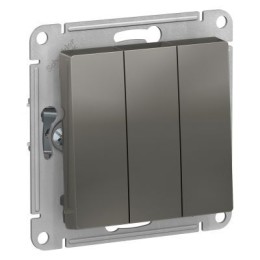 ATN000931 Atlasdesign 3-клавишный Выключатель, сх.1+1+1, 10АХ, механизм, Сталь Schneider Electric