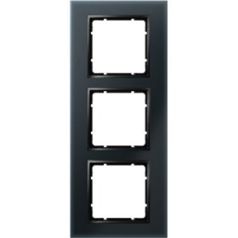 10136616 Рамка B.7 Черное стекло 3-постовая вертикальная Berker