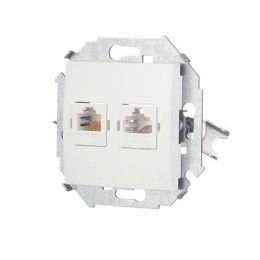 1591590-030 Розетка телефонная + компьютерная RJ11+RJ45 кат.5е, Systimax, белый Simon 15