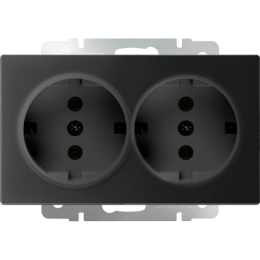 WL08-SKG-02-IP20 Розетка двойная с заземлением (черный матовый) Antik Werkel a040288