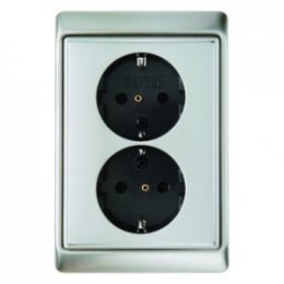 47299004 Двойная штепсельная розетка SCHUKO с рамкой цвет: стальной, лак Arsys Berker