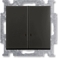1012-0-2178 (2006/5 UCGL-95), Механизм 2-клавишного, 1-полюсного выключателя с клавишей, с линзой подсветки, с неоновой лампой, серия Basic 55, цвет chateau-black, ABB 1012-0-2178 (2006/5 UCGL-95), Механизм 2-клавишного, 1-полюсного выключателя с клавишей, с линзой подсветки, с неоновой лампой, серия Basic 55, цвет chateau-black, ABB