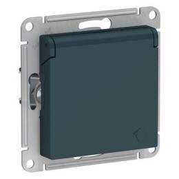 ATN000846 Atlasdesign Розетка с зазем. со шторками с крышкой, 16А, IP20, механизм, Изумруд Schneider Electric