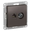 ATN000689 Atlasdesign Розетка двойная ТВ + компьютерная RJ45, кат. 5Е, Мокко Schneider Electric
