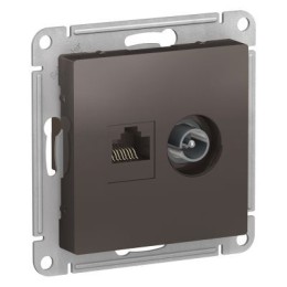 ATN000689 Atlasdesign Розетка двойная ТВ + компьютерная RJ45, кат. 5Е, Мокко Schneider Electric