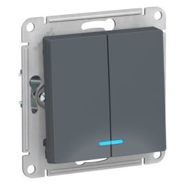 ATN000753 Atlasdesign 2-клавишный Выключатель с подсветкой, сх.5а, 10АХ, механизм, Грифель Schneider Electric