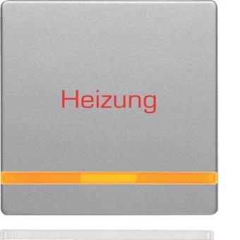 16216064 Клавиша с оранжевой линзой и оттиском «Heizung Notschalter», Q.1/Q.3, цвет: алюминиевый, с эффектом бархата Berker