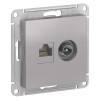 ATN000389 Atlasdesign Розетка двойная ТВ + компьютерная RJ45, кат. 5Е, Алюминий Schneider Electric