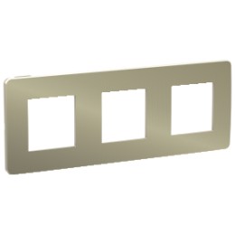 NU280651 Рамка Unica Studio Metal Бронза / Бежевый 3-постовая Schneider Electric
