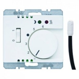 20340069 Регулятор температуры помещения пола с замыкающим контактом, с центральной панелью и светодиодом цвет: полярная белизна, с блеском Arsys Berker