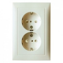 47548982 Двойная штепсельная розетка SCHUKO, цельная цвет: белый, с блеском S.1 Berker