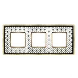 FD01473NEOB Рамка Belle Epoque Porcelain Black lys / bright gold 3-постовая гор/верт. Fede