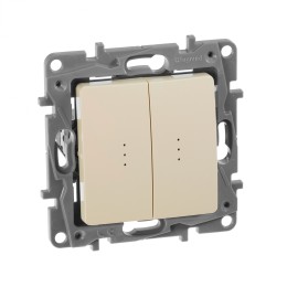 672316 Выключатель/переключатель двухклавишный с подсветкой - Etika - 10 A - 250 В~ - слоновая кость Legrand