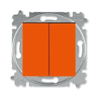 Выключатель кнопочный двухклавишный ABB Levit оранжевый / дымчатый чёрный 3559H-A87445 66W 2CHH598745A6066