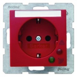 41081962 Штепсельная розетка SCHUKO с защитой от перенапряжения цвет: красный, матовый S.1/B.1/B.3/B.7 Glas Berker