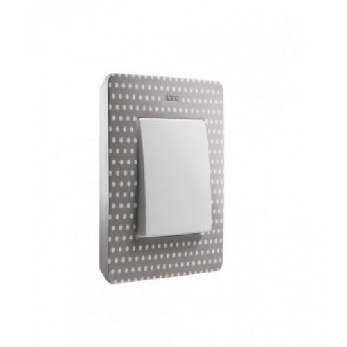 8200610-211 Рамка декоративная, 1 пост, Simon 82 Detail Original, серый в белый горошек-белый