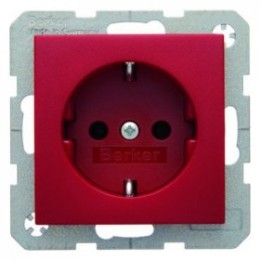 41431912 Штепсельная розетка SCHUKO цвет: красный, матовый S.1/B.1/B.3/B.7 Glas Berker
