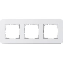 0213410	 Рамка с белой подложкой E3 Белый / Белый 3-постовая Gira