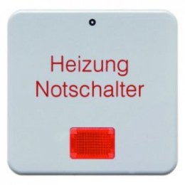 156909 Клавиша с красной линзой и надписью "Heizung Notschalter" цвет: полярная белизна, с блеском Влагозащищенный скрытый монтаж IP44 Berker