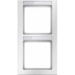 10126019 Рамка с полем для надписей Q.1 Полярная белизна с эффектом бархата 2-постовая вертикальная Berker