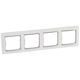 770494 Рамка Valena Белый / Серебряный штрих 4-постовая Legrand
