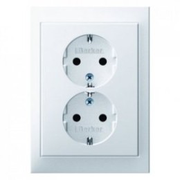 47297009 Двойная штепсельная розетка SCHUKO, цельная цвет: полярная белизна, с блеском K.1 Berker