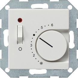 039303 Терморегулятор с размыкающим контактом 24V/10 (4)A и контрольной лампой белый глянец Белый Gira