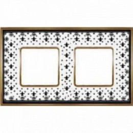 FD01342NEOB Рамка Vintage Porcelain Black LYS / Золото 2-постовая Fede