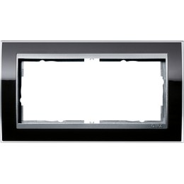 1002736 Рамка без перегородки Event Clear Черный / Алюминий 2-постовая Gira