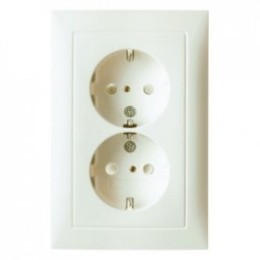 47298982 Двойная штепсельная розетка SCHUKO, цельная цвет: белый, с блеском S.1 Berker