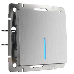 WL09-SW-1G-LED Выключатель одноклавишный с подсветкой (cеребряный рифленый) Antik Werkel a035654