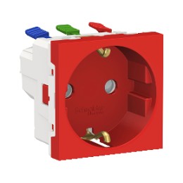NU305703 Розетка с зазем., со штор., с быстроз. клем., 16А 250В, 2мод Красный Schneider Electric