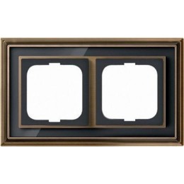 1722-845-500 Рамка Dynasty Латунь античная черное стекло 2-постовая ABB