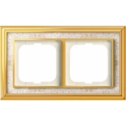 1722-836-500 Рамка Dynasty Латунь полированная белая роспись 2-постовая ABB