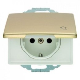 47570002 Штепсельная розетка SCHUKO с откидной крышкой цвет: золотой, металл Arsys Berker