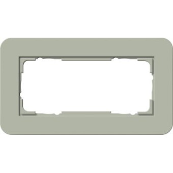 1002415	 Рамка с белой подложкой без перегородки E3 Серо-зеленый / Белый 2-постовая Gira