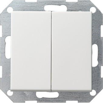 012503 Двухклавишный выключатель с самовозвратом 10А/250В в сборе Белый Gira
