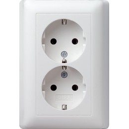 078004 Розетка двойная с заземляющими контактами в комплекте с рамкой белый матовый Белый Gira