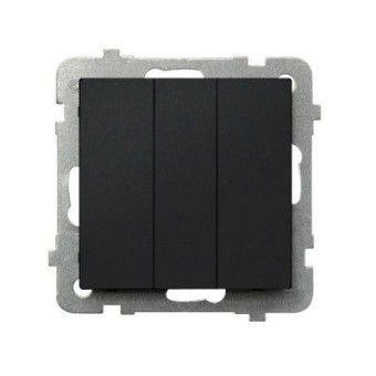 Ospel Sonata Черный металлик Выключатель 3-клавишный , без рамки LP-13R/m/33