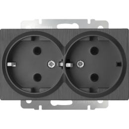 WL04-SKG-02-IP20 Розетка двойная с заземлением (графит рифленый) Antik Werkel a046604