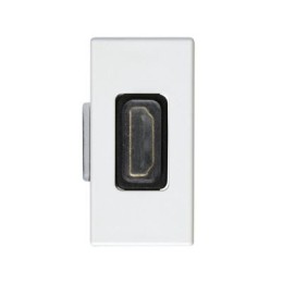 2701094-030 Розетка проходная угловая для подключения HDMI-разъёма аудио/видео v1.3, узкий модуль, Simon 27, белый