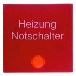 16218902 Клавиша с красной линзой и надписью "Heizung Notschalter" цвет: красный, с блеском S.1/B.3/B.7 Glas Berker